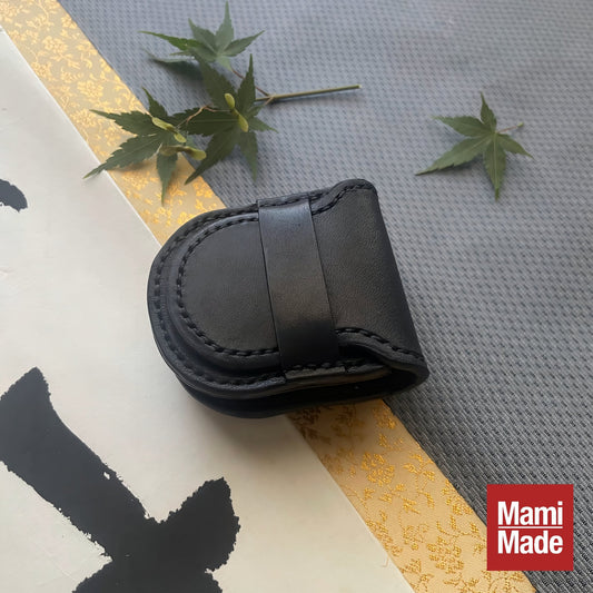 Tailored Timelessness: A Custom Pocket Watch Case in Black Leather