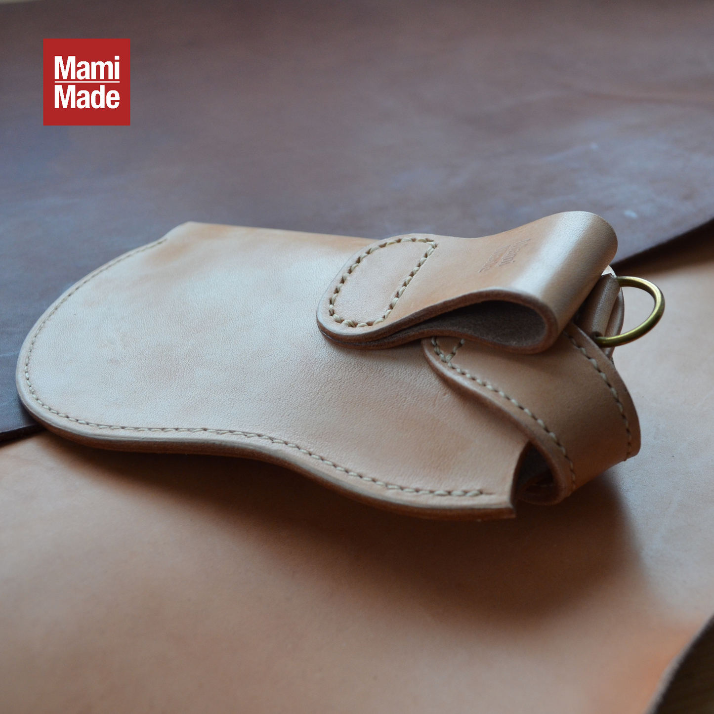 レザー スマホホルダー|牛革|MamiMade 革製スマホケース|ベルト装着タイプ