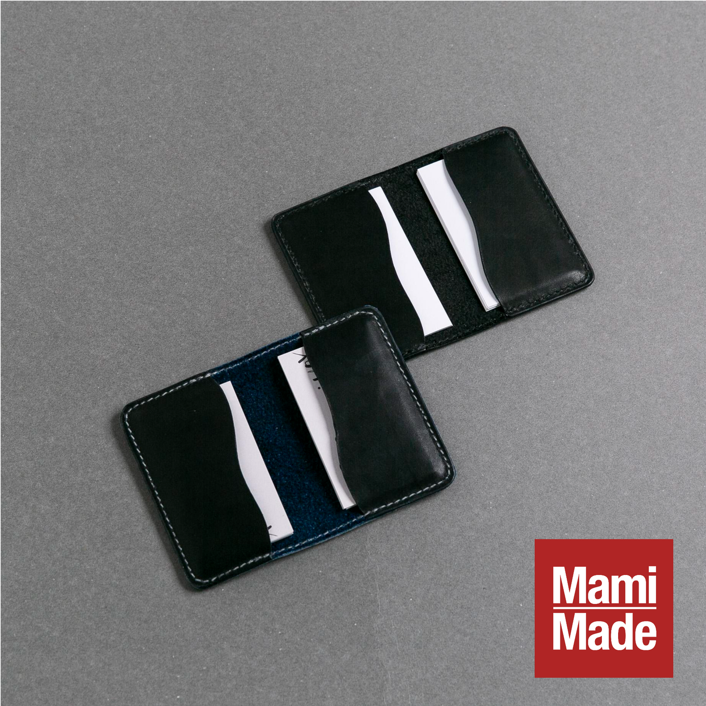 本革 名刺入れ 黒桟革|MamiMade|育てる革物語
