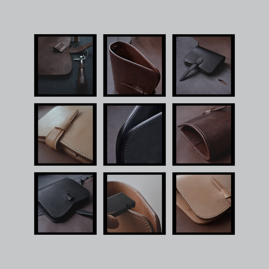Quiet Leather Moodboard — A5 Leather Planner Cover | Hand-Stitched Minimal Design
