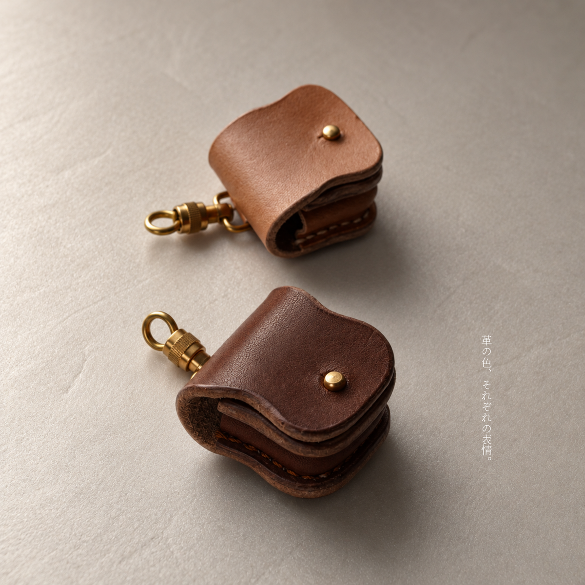 本革ミニポーチ キーホルダー｜ひと粒ケース｜MamiMade × muda.labo