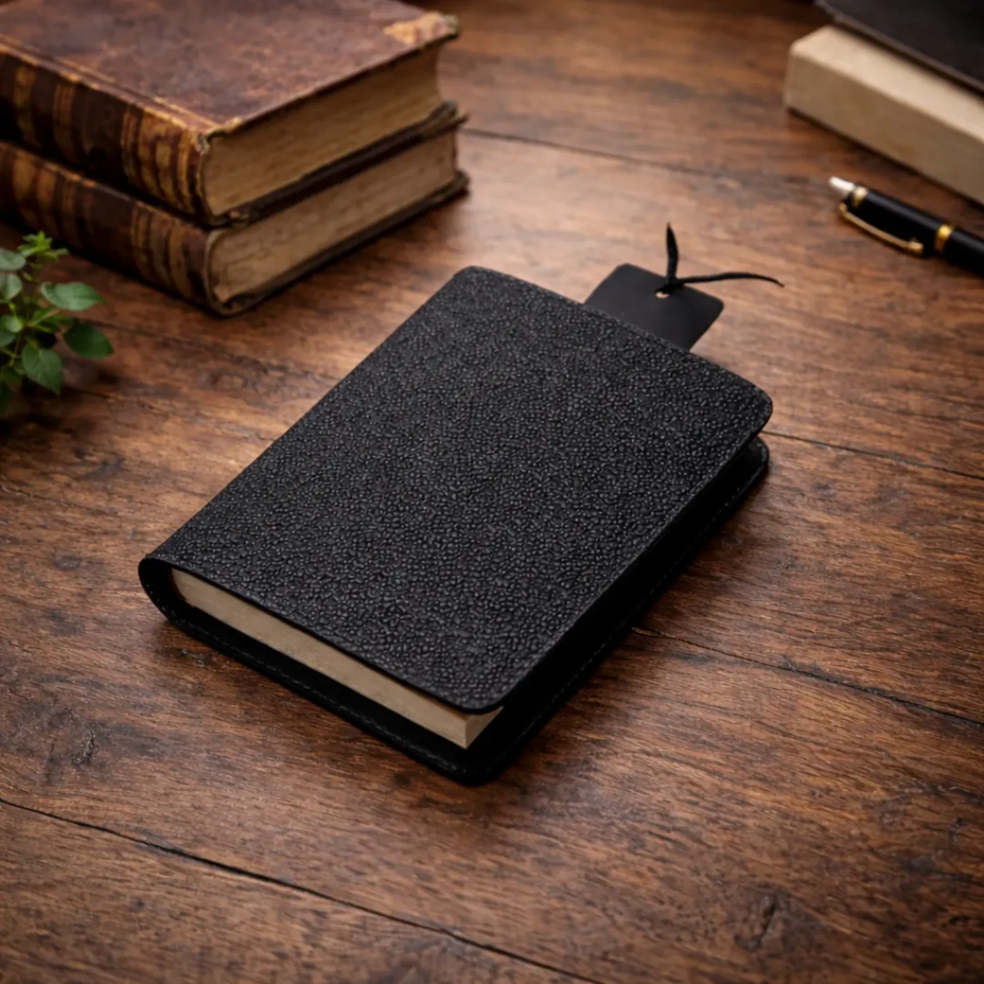 牛革ブックカバー | 黒桟革 | MamiMade – Mami Made