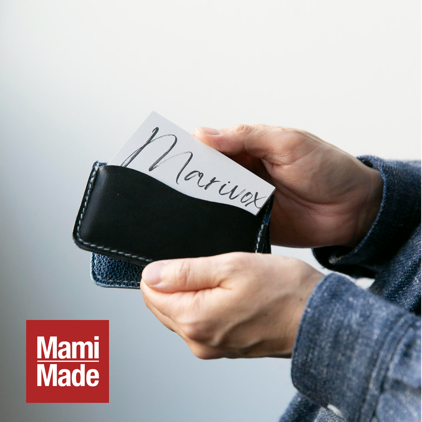 本革 名刺入れ 黒桟革｜MamiMade｜育てる革物語