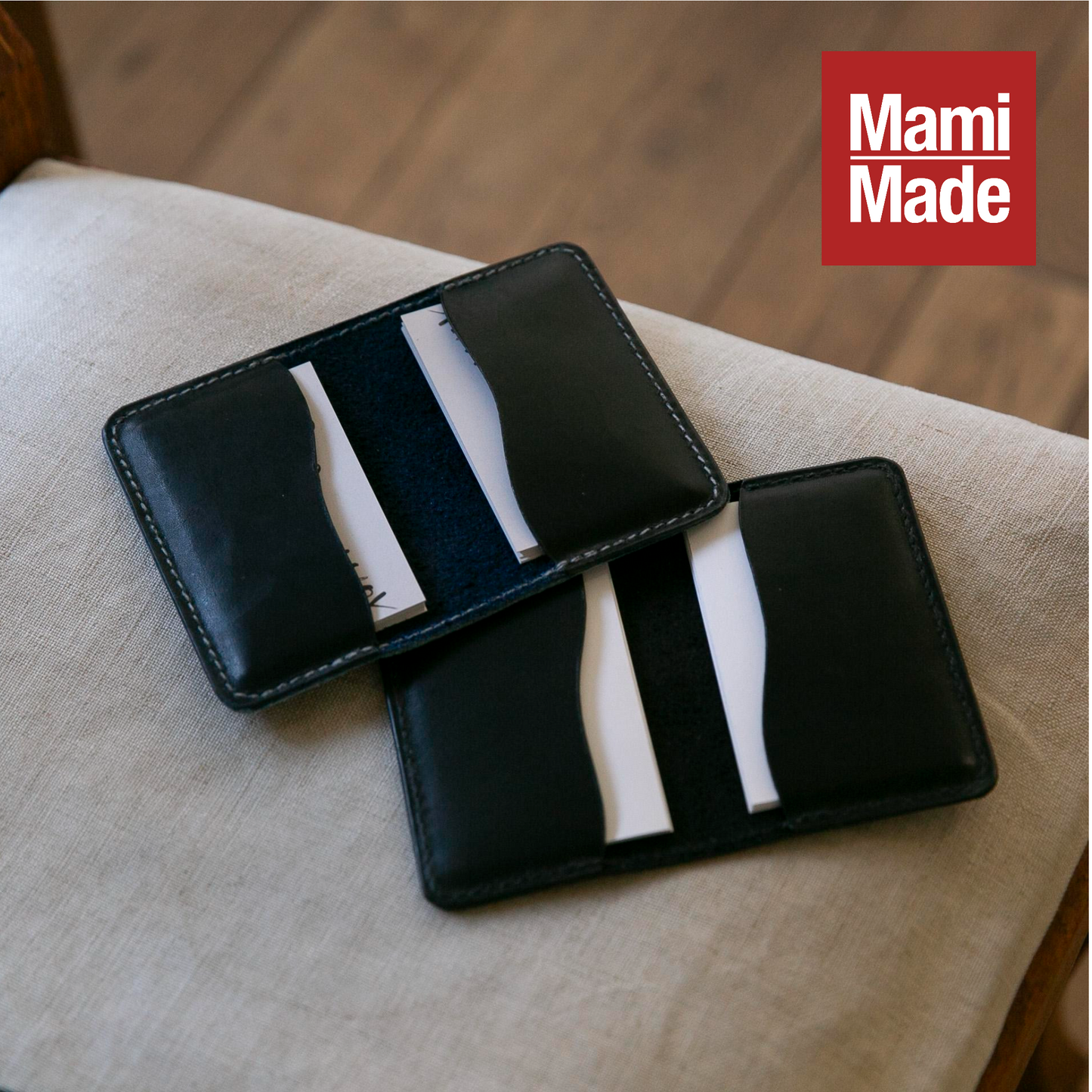 本革 名刺入れ 黒桟革｜MamiMade｜育てる革物語